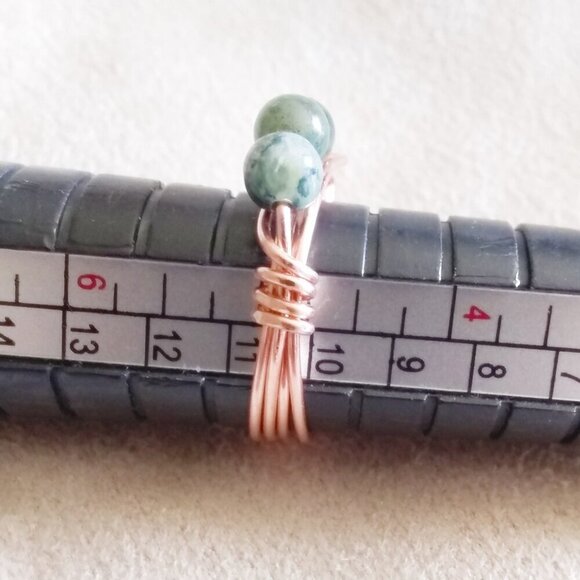 Slim Moss Agate Beaded Handmade Rings - Sturdy Every Day Wear! Copper or Brass! - Picture 11 of 12